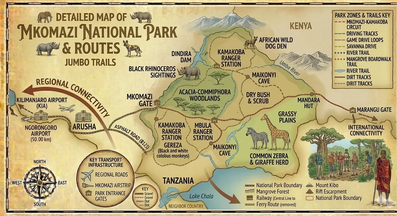 Illustrative map of Mkomazi National Park