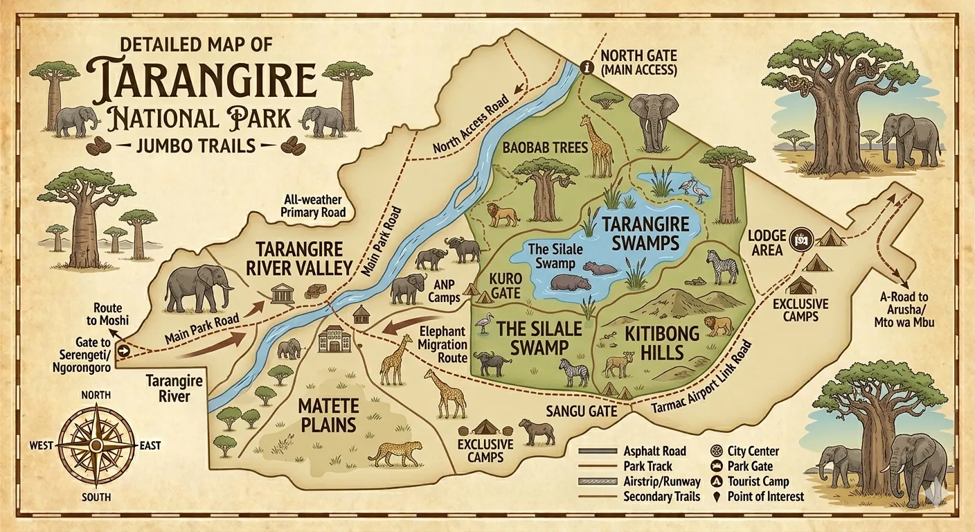 Illustrative map of Tarangire National Park