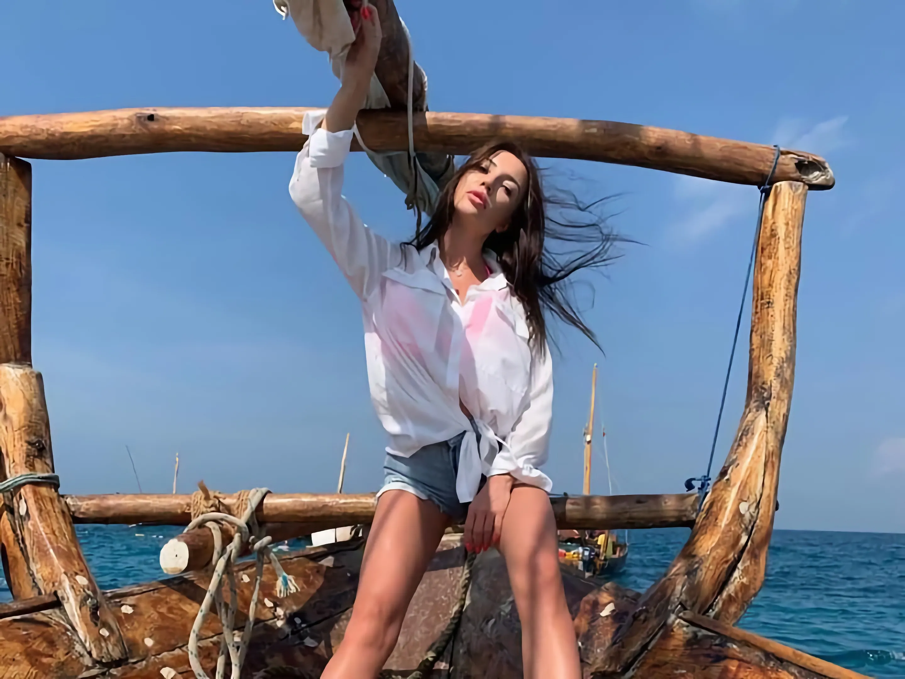 Woman in dhow in Zanzibar